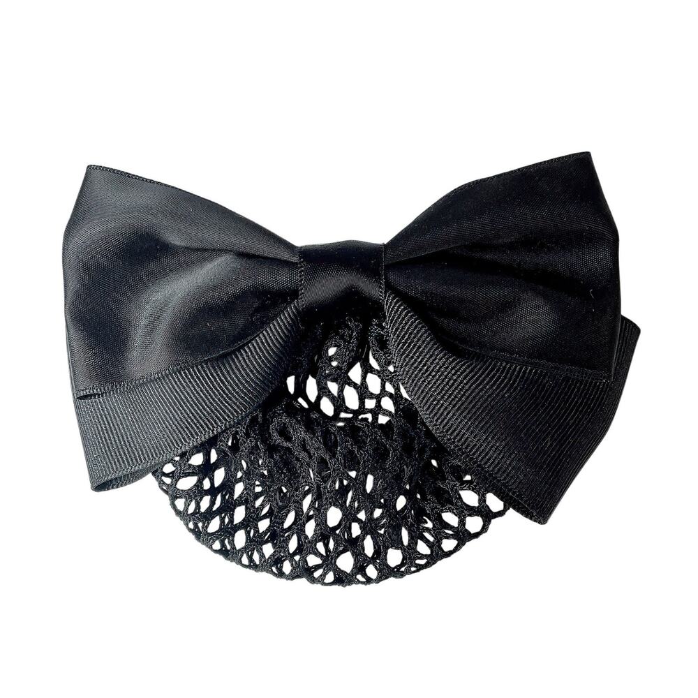 Black Bow Hair Net French Clip Bun Holder Ballet Uniform Bow